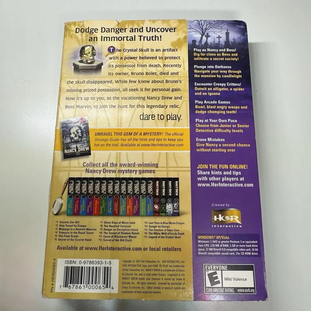 Nancy Drew Legend Of The Crystal Skull PC 2007 Complete Packaging Manual
